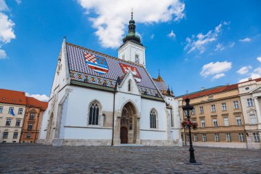 Hırvatistan 'ın Zagreb kentinde St. Mark Kilisesi ve St. Mark Meydanı