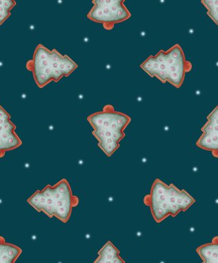 Zencefilli kurabiye ve Noel ağacı ile kusursuz bir desen