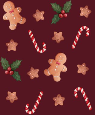 Suluboya desensiz, zencefilli ekmek ve şekerli arka plan