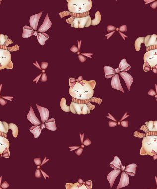 Elle çizilmiş kedilerle kusursuz desen