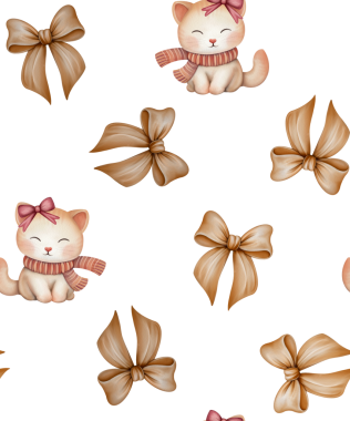 Sevimli kedi deseni, arka plan, el çizimi