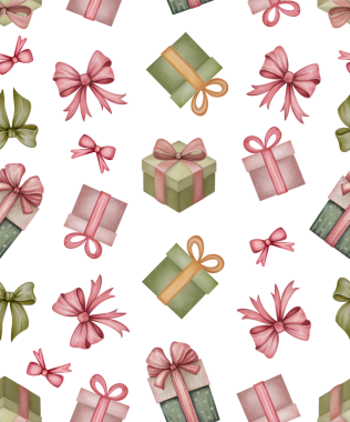 Fiyonklu kusursuz desen. Hediye kutulu illüstrasyon