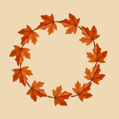 Akçaağaç yaprakları. Yaprak çelengi. baskılar, tebrik kartları, hediye paketi, kumaş baskısı