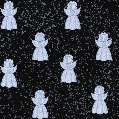 Beyaz melekler ve kar taneleriyle kusursuz doku deseni