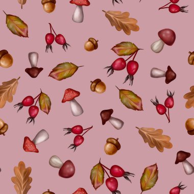 Kırmızı sonbahar yapraklı suluboya deseni. Mevsimlik tasarımlar, dekor, tekstil, duvar kağıtları