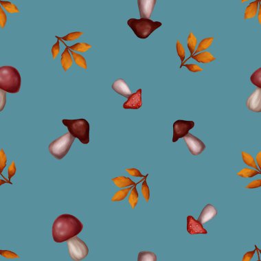 Sonbahar yaprakları, meşe palamudu ve meyvelerin kusursuz deseni 