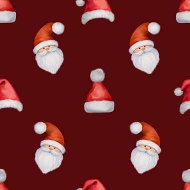 seamless pattern with christmas winter accessories. Background fabric, wrapping paper, holiday decor clipart