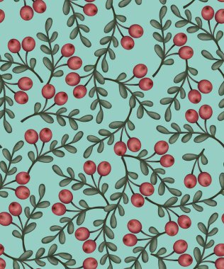 Holly Berry ile kusursuz noel şablonu. el çizimi resimleme