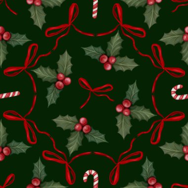 Noel aromalı, yılbaşı meyveli, yay. yeşil arkaplan