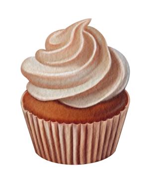 Beyaz arka planda izole edilmiş tereyağlı kek suluboya çizimi