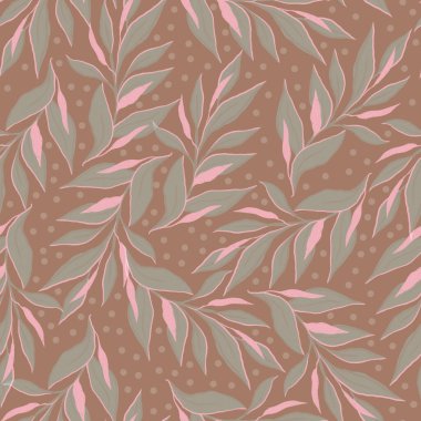Çiçek süsü ile kusursuz desen. Yapraklı botanik yüzeyi. Tekstil baskısı, duvar kağıdı, ambalaj kağıdı, kumaş