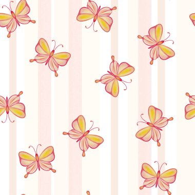 Romantik suluboya kelebeklerin pürüzsüz desenleri, düğün davetiyeleri için pastel kelebekleri, ambalaj kağıtları, tekstil baskıları ve çocuk dekorasyonları içeren el boyaları..