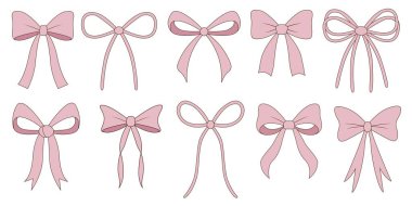 Bebek partisi için el çizimi kurdele koleksiyonu, bayram dekorasyonu, kız tasarımı, davetiyeler, hediye etiketleri, hatıra defteri ve ambalaj.