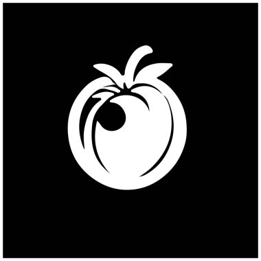 Siyah arkaplanda izole edilmiş taze domates simgesi