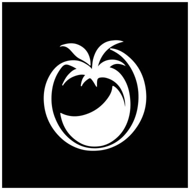 Siyah arkaplanda izole edilmiş taze domates simgesi