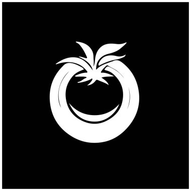 Siyah arkaplanda izole edilmiş taze domates simgesi