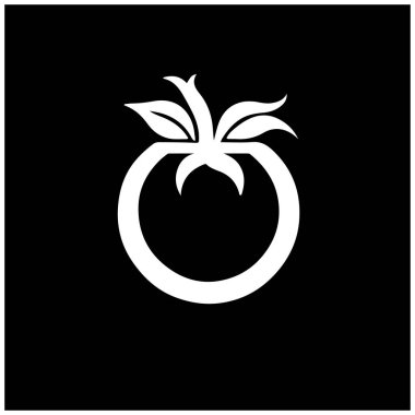 Siyah arkaplanda izole edilmiş taze domates simgesi