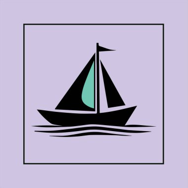 Sudaki Minimalist Tekne, simge izole edilmiş işaret ve sembol