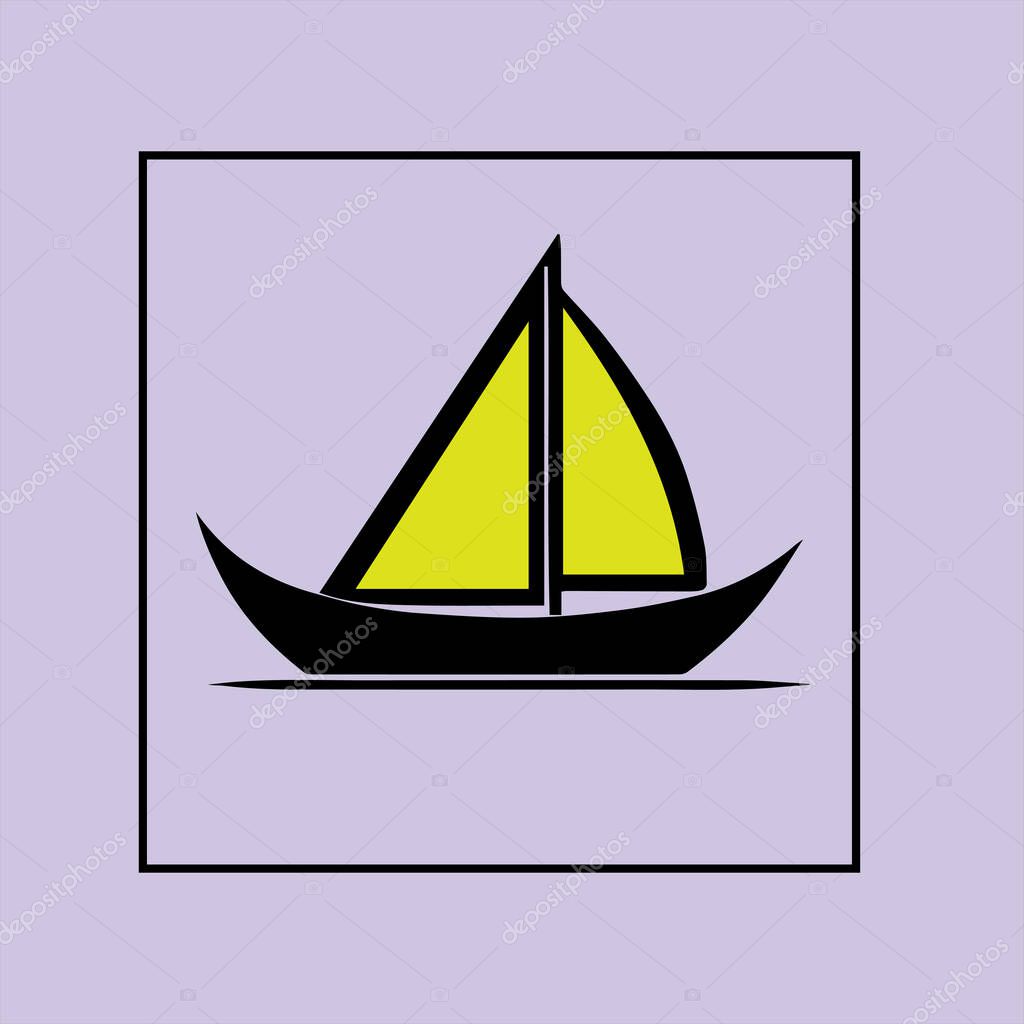 Minimalist Boat on Water, icon isolated sign and symbol