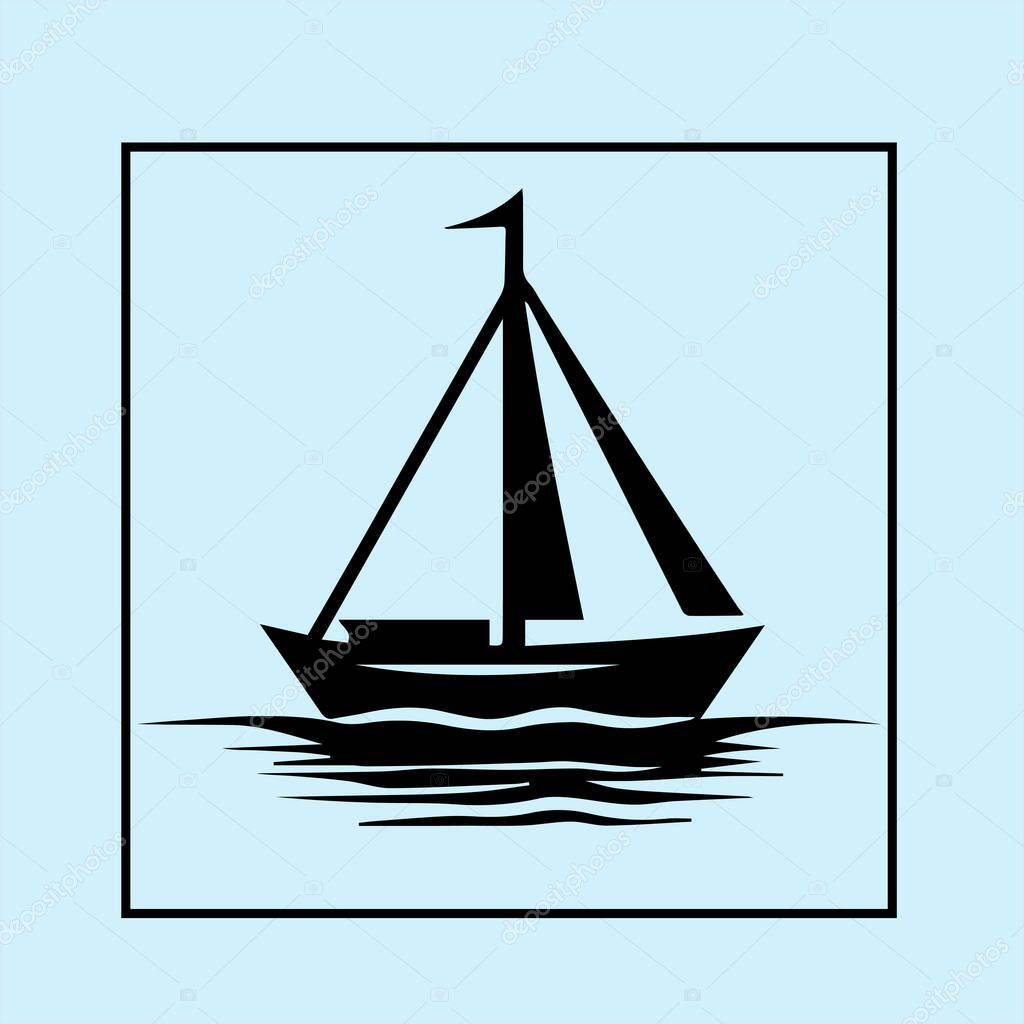 Minimalist Boat on Water, icon isolated sign and symbol