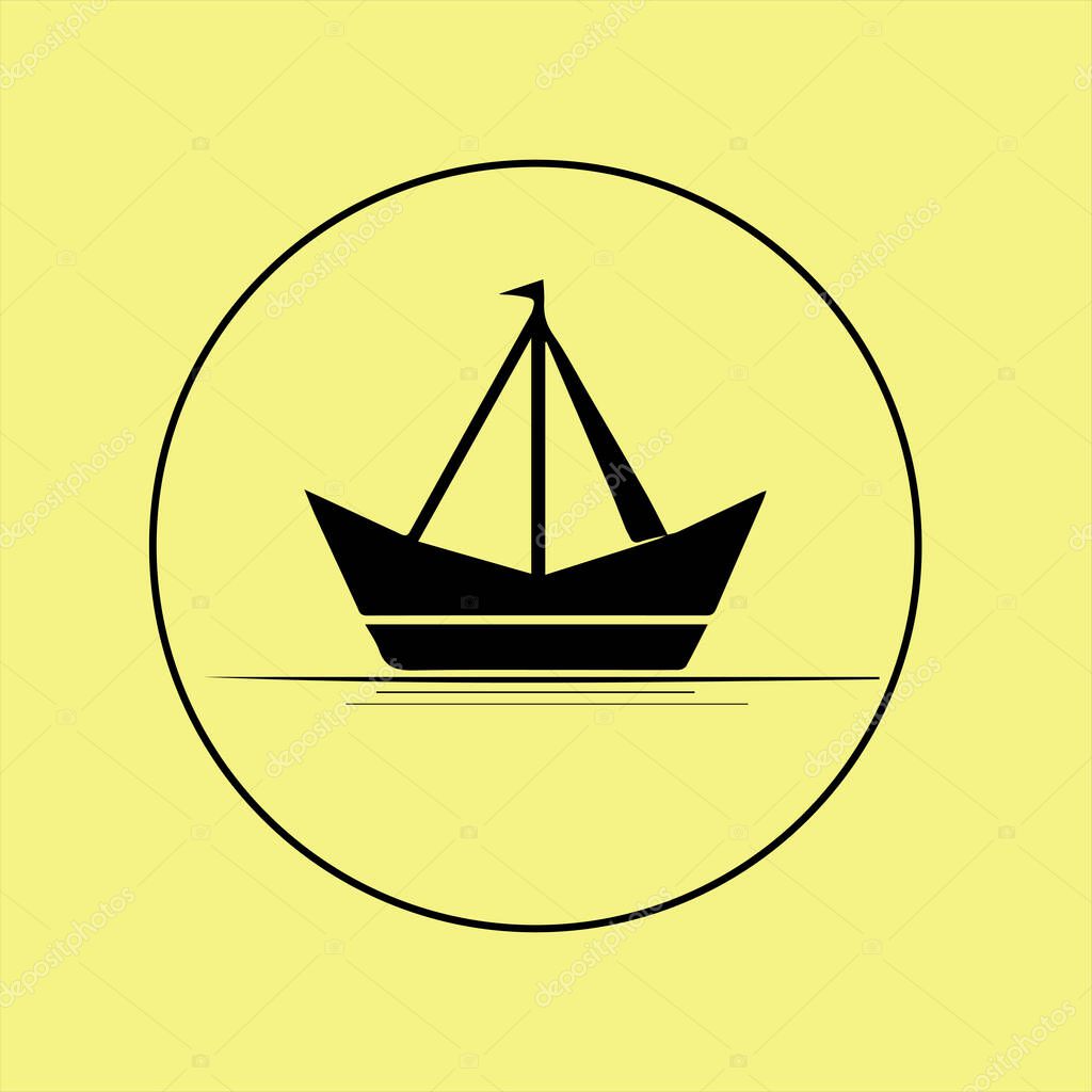 Minimalist Boat on Water, icon isolated sign and symbol
