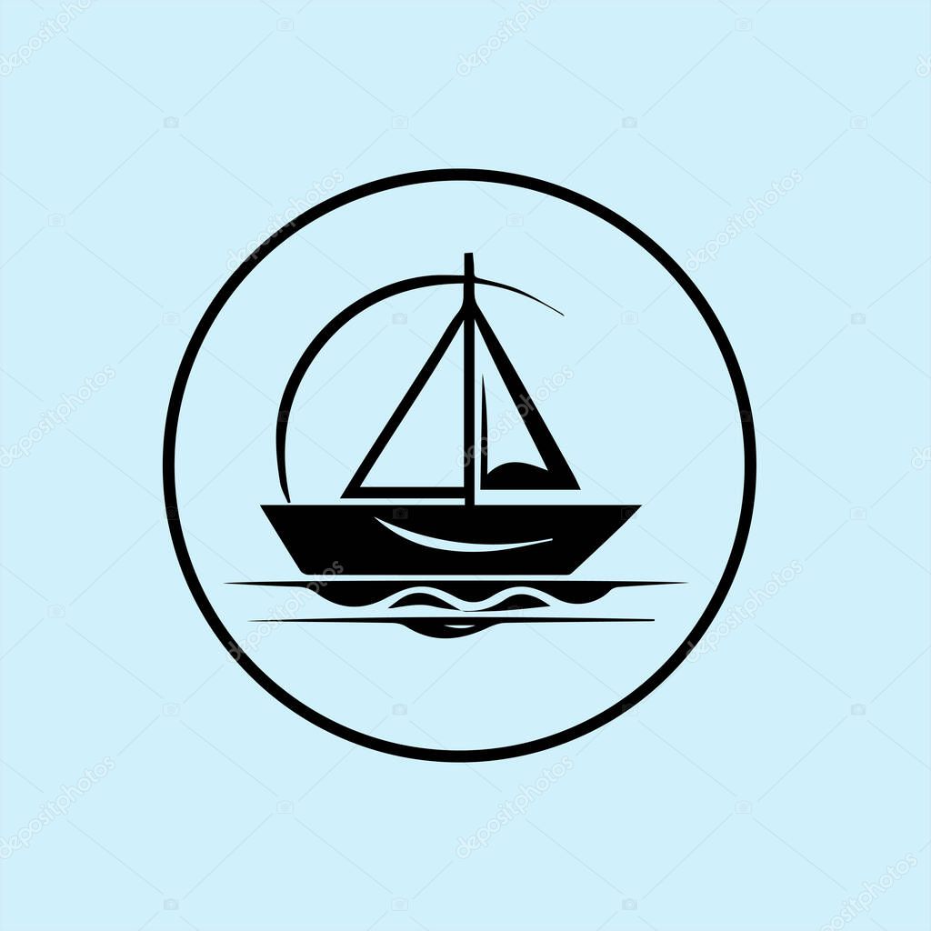 Minimalist Boat on Water, icon isolated sign and symbol