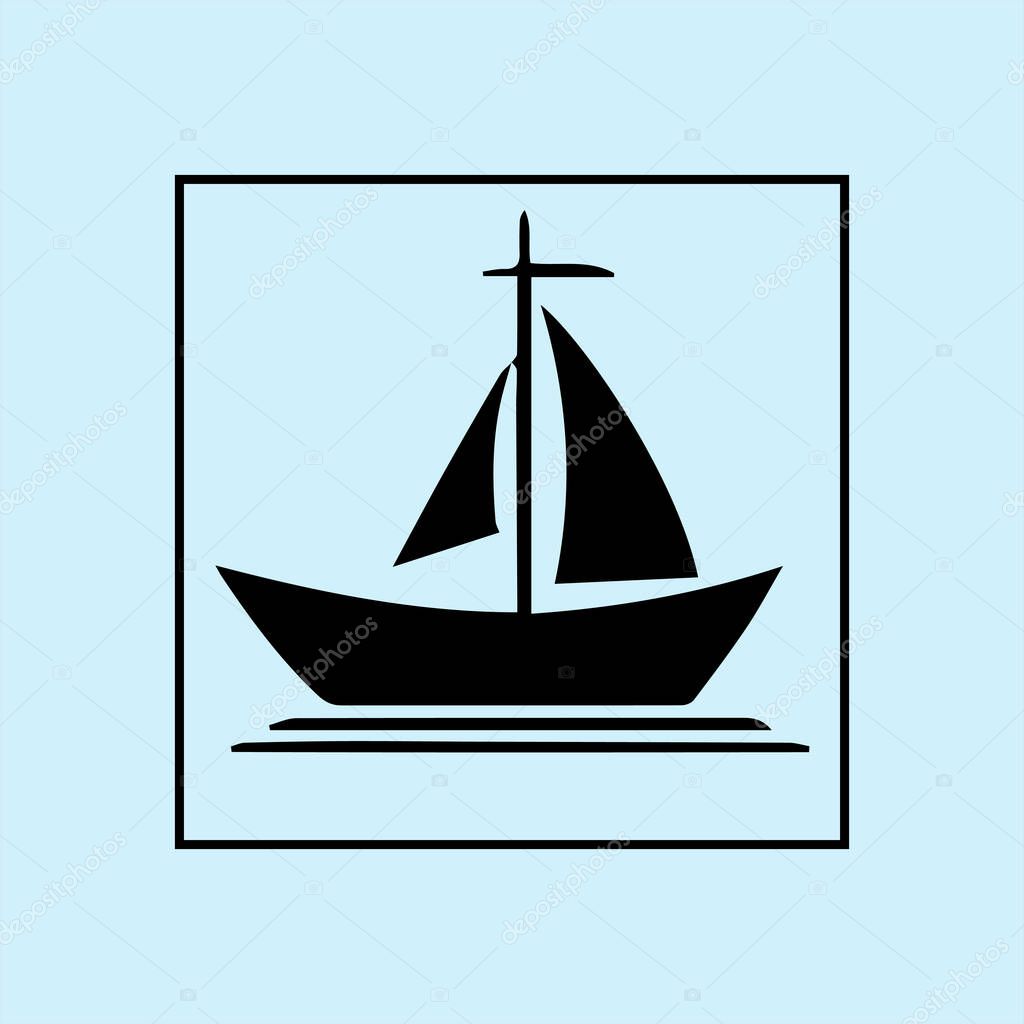 Minimalist Boat on Water, icon isolated sign and symbol