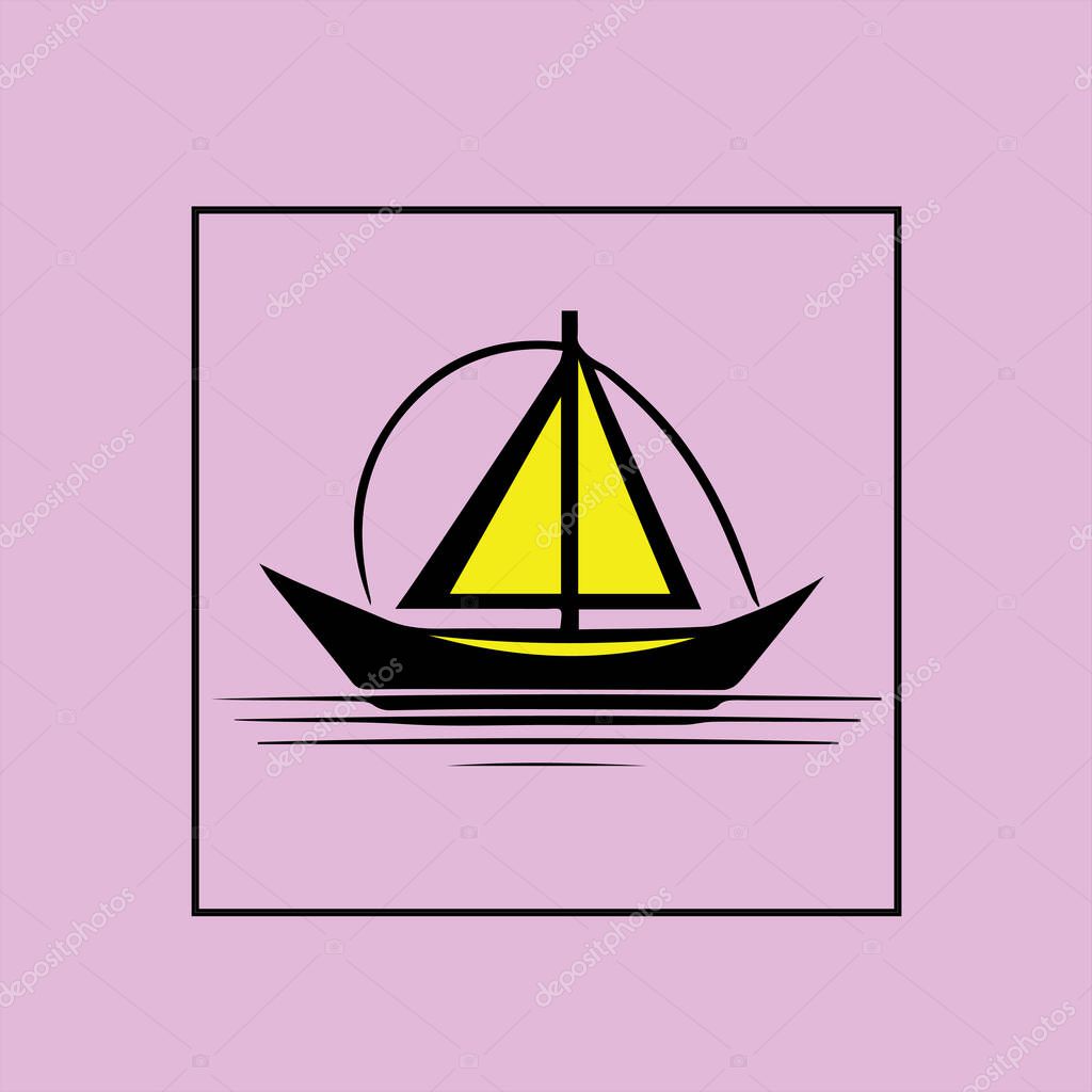 Minimalist Boat on Water, icon isolated sign and symbol