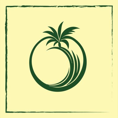 Şeftali ve palmiye ağacı vektörü çizimi