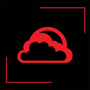 Siyah ve kırmızı Bulut Vektör Tasarımı. minimalist bulut vektörü