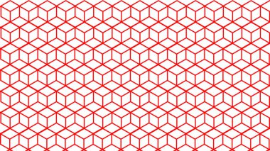 Kusursuz geometrik desenli vektör kübik arkaplan. Asgari kırmızı boş küp soyut