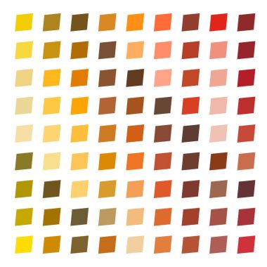 Kare renk örneklerinden oluşan bir ızgara sarı ile koyu kırmızı arasında değişiyor..