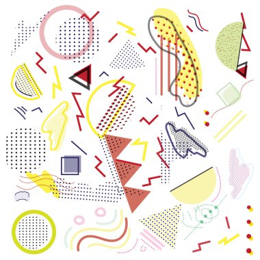 Geometrik şekilli ve noktalı desenli renksiz geometrik tasarım deseni, geometrik şekillerle dolu canlı ve soyut bir resim, çekici bir desen içinde renk spektrumunu gösteren. 