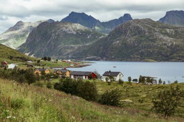 Lofoten Adaları 'nın nefes kesen manzarasını tecrübe edin. Görkemli dağlar ve zengin yeşilliklerle çevrili, sakin bir göle komşu köyler. Keşif için mükemmel..
