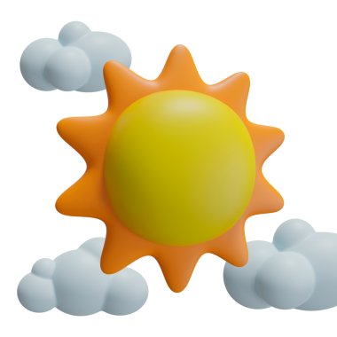 Bulutlu 3D minimalist güneş