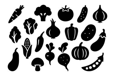 Sebze Silüeti Simgesi Asgari İzole Ürün Koleksiyonu