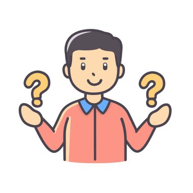  İki elinde de iki soru işareti olan basit bir adam.