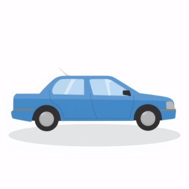 Mavi Otomobil Tarafı Görünümü Yol Aracı İllüstrasyonu