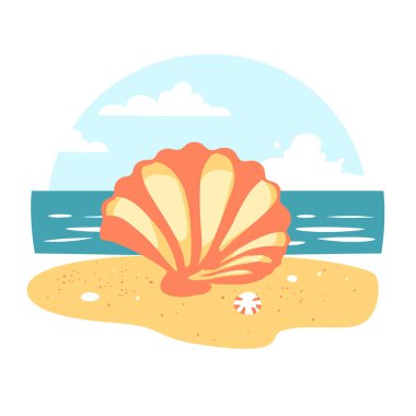 Plaj vektöründeki deniz kabuğuna yakın çekim