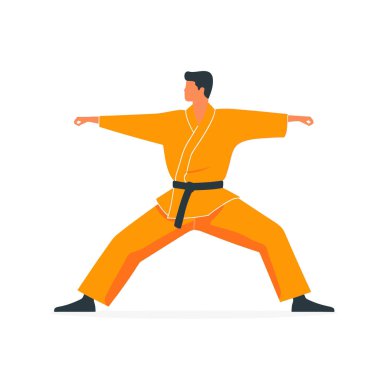  Dövüş sanatları yapan basit bir vektör.
