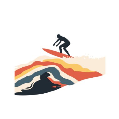  Okyanusta sörf yapan kişi minimum vektör