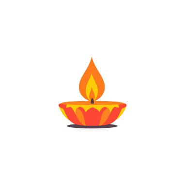  Minimum düz bir Hint dingin bir dua anı ve arka planda bir diya ve çiçekler. düz vektör