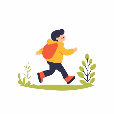  Dışarıda oynayan bir çocuk fiziksel aktivitenin önemini vurguluyor. flar vektörü