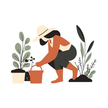 Arka bahçe vektöründe bahçıvanlık.