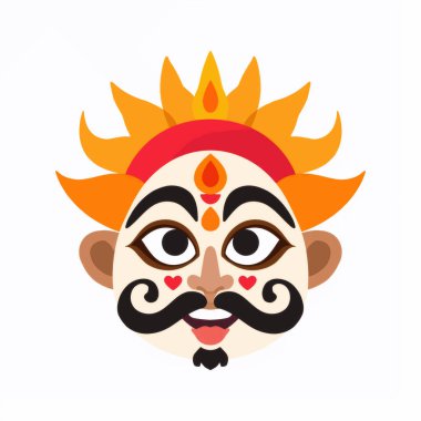 Happy Dussehra Design Featuring Ravans Face  Indian Festival Art clipart