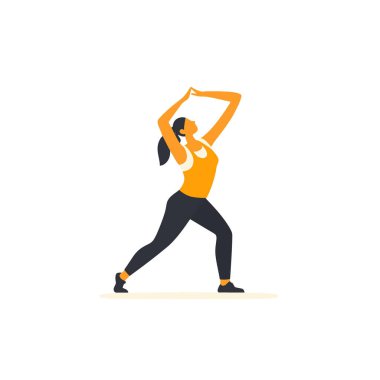  Antrenmandan önce esneme hareketleri yapan biri. düz vektör