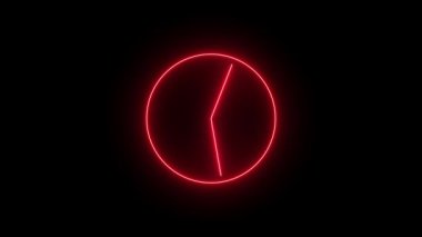 Siyah arkaplanda soyut Neon parlayan saat simgesi canlandırması.