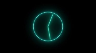 Arkaplanda soyut neon ışıklı saat simgesi canlandırması.