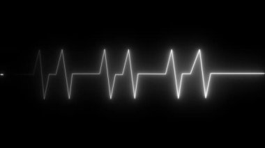 Bir kalp atışı ikonu tipik olarak ECG dalga formunu andıran, içinden bir çizgi geçen stilize kalp şeklinden oluşur. Çizgi, kalp atışlarının ritmini sembolize ediyor..