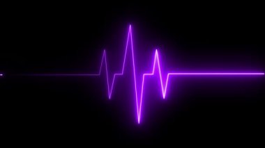 Bir neon kalp atışı ikonu animasyonu yanıp sönen neon ışıklarıyla parlayan bir kalbe sahiptir. Kalp atışı ritmik olarak dalgalanır, her vuruşta daha da parlar, canlı, dinamik ve enerjik bir görsel etki yaratır..